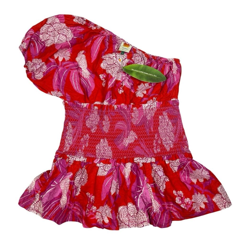 Farm Rio Womens Size XL Dewdrop Smocked One-Shoulder Mini Dress NWT